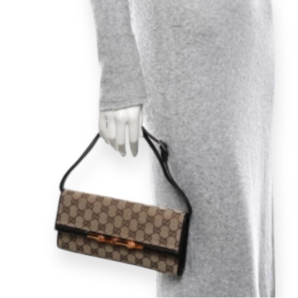Gucci GG Canvas Bamboo Bar Clutch – Mini Shoulder Bag - Picture 14 of 15